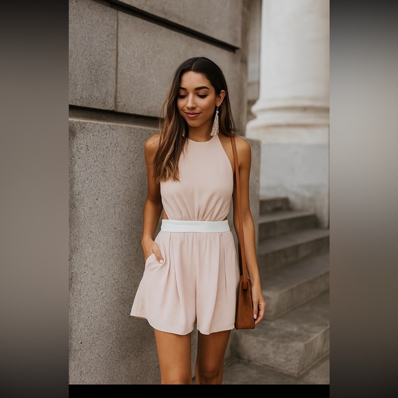 Cameo Collective Blush Pink Halter Cutout Romper - Picture 2 of 7